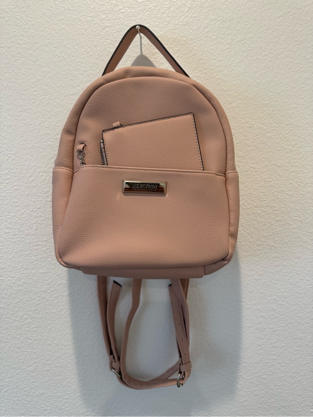 Kenneth Cole Reaction backpack small vegan silver hardware pink
